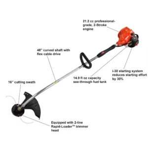 ECHO 21.2 cc Gas 2-Stroke Cycle Curved Shaft Trimmer