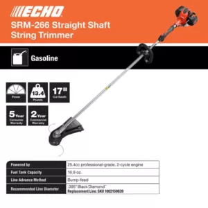 ECHO 25.4cc Gas 2-Stroke Cycle Straight Shaft Trimmer