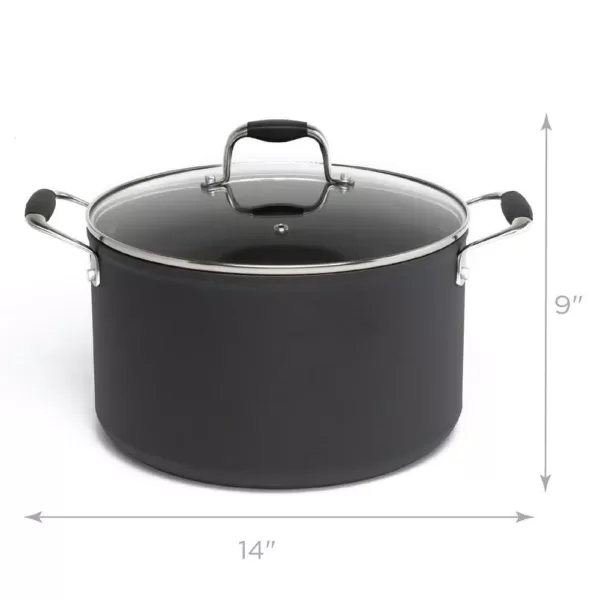 Ecolution Symphony 8 qt. Aluminum Nonstick Stock Pot in Slate with Glass Lid