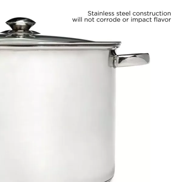 Ecolution Pure Intentions 12 qt. Stainless Steel Stock Pot in Polished Stainless Steel with Glass Lid