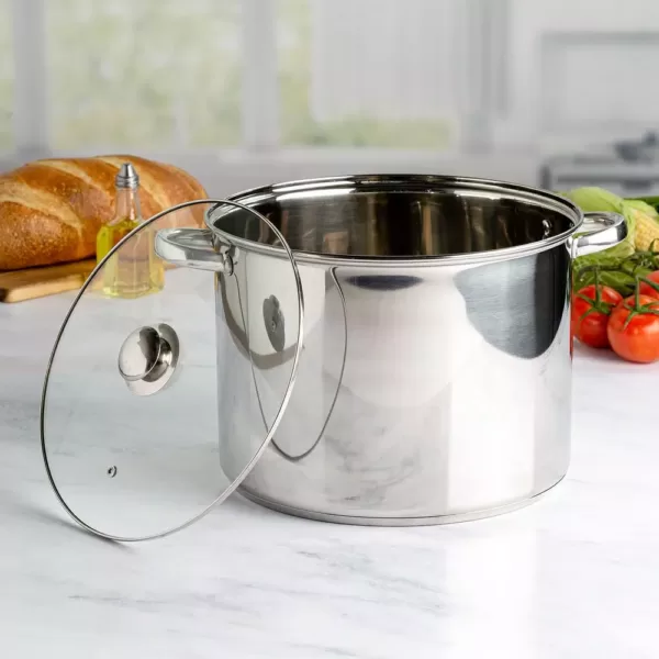 Ecolution Pure Intentions 16 qt. Stainless Steel Stock Pot in Polished Stainless Steel with Glass Lid