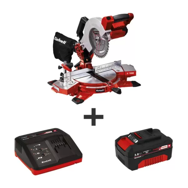 Einhell PXC 18-Volt Cordless 8.5 in. 3,000-RPM Compound Single-Bevel Miter Saw Kit (w/ 3.0-Ah Battery and Fast Charger)