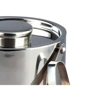 Elegance 3 Qt. Large Stainless Steel Double Wall Ice Bucket with Tongs