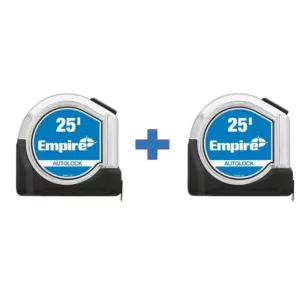 Empire 25 ft. Chrome Auto Lock Tape Measure (2-Pack)