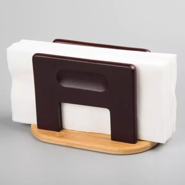 Creative Home Stained Natural Bamboo Espresso Napkin Holder Tabletop Tissue Dispenser