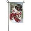 Evergreen 18 in. x 12.5 in. Snowman Snuggles Garden Satin Flag