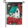 Evergreen 18 in. x 12.5 in. Poinsettia Birdhouse Garden Textured Suede Flag