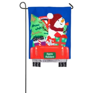 Evergreen 18 in. x 12.5 in. Holiday Shopper Garden Linen Flag