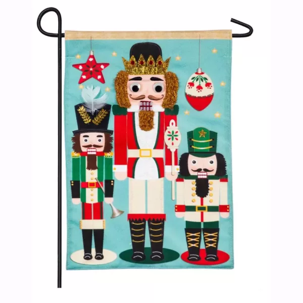 Evergreen 18 in. x 12.5 in. Nutcracker Trio Garden Linen Flag