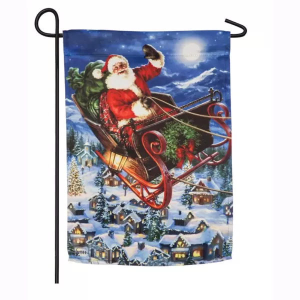 Evergreen 18 in. x 12.5 in. Delivering Christmas Garden Suede Flag