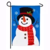 Evergreen 18 in. x 12.5 in. Happy Snowman Garden Applique Flag