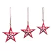 Evergreen 11 in. Red Metal Nordic Stars Christmas Ornaments (3-Pack)