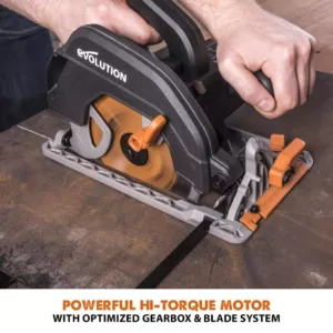 Evolution Power Tools 15 Amp 7-1/4 in. Circular Saw with LED Light, Electric Brake, 13 ft. Rubber Power Cord and Multi-Material Blade