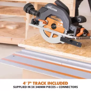 Evolution Power Tools 15 Amp 7-1/4 in. Circular Track Saw Kit with 40 in. Track, Electric Brake and Multi-Material Blade