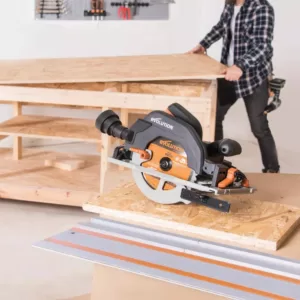 Evolution Power Tools 15 Amp 7-1/4 in. Circular Track Saw Kit with 40 in. Track, Electric Brake and Multi-Material Blade