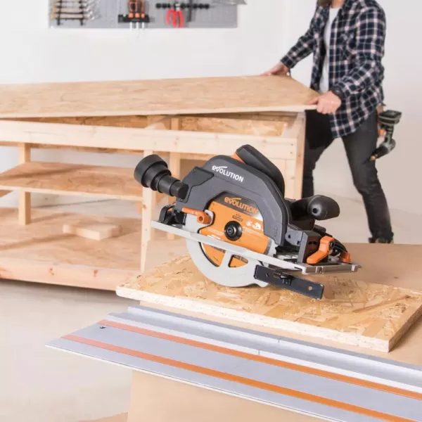 Evolution Power Tools 15 Amp 7-1/4 in. Circular Track Saw Kit with 40 in. Track, Electric Brake and Multi-Material Blade