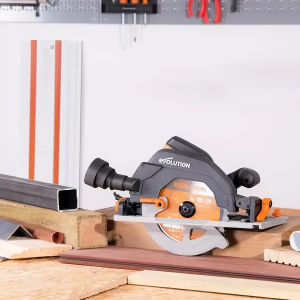 Evolution Power Tools 15 Amp 7-1/4 in. Circular Track Saw Kit with 40 in. Track, Electric Brake and Multi-Material Blade