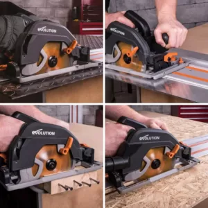 Evolution Power Tools 15 Amp 7-1/4 in. Circular Track Saw Kit with 40 in. Track, Electric Brake and Multi-Material Blade