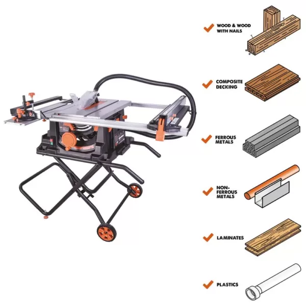 Evolution Power Tools 15 Amp 10 in. Table Saw with Multi-Material 24-T Blade