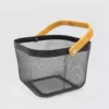 ExcelSteel Black Fruit Basket Iron Powdered Coating with Wooden Handle