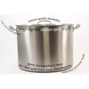 ExcelSteel Professional 35 qt. Stainless Steel Stock Pot with Lid