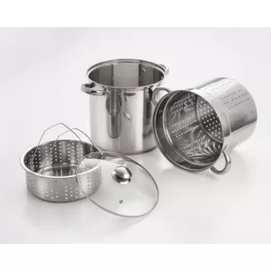 ExcelSteel 4-Piece 8 Qt. Professional 18/10 Stainless Steel Multi-Cooker with Lid