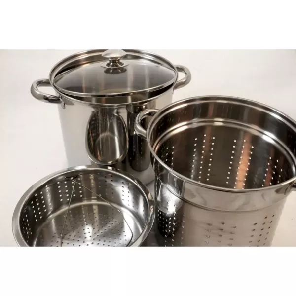 ExcelSteel 16 Qt. Professional 18/10 Stainless Steel Multi-Cooker with Lid (4-Piece)