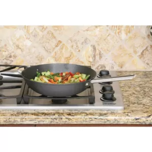 ExcelSteel 13 in. Cast Iron Chinese Wok with Assist Handle