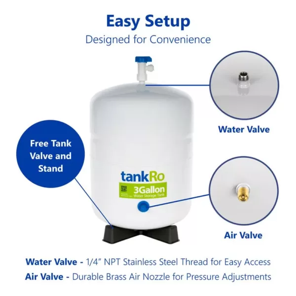 Express Water tankRO – RO Water Filtration System Expansion Tank – 3 Gallon Water Capacity – Reverse Osmosis Storage Pressure Tank