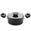 Farberware Neat Nest Space Saving 1.5 qt. Aluminum Nonstick Sauce Pot in Black with Glass Lid