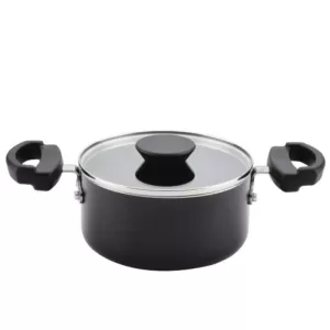 Farberware Neat Nest Space Saving 1.5 qt. Aluminum Nonstick Sauce Pot in Black with Glass Lid