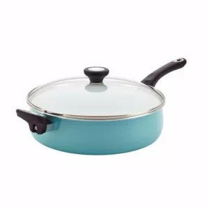 Farberware purECOok 5 qt. Aluminum Ceramic Nonstick Saute Pan in Aqua with Glass Lid