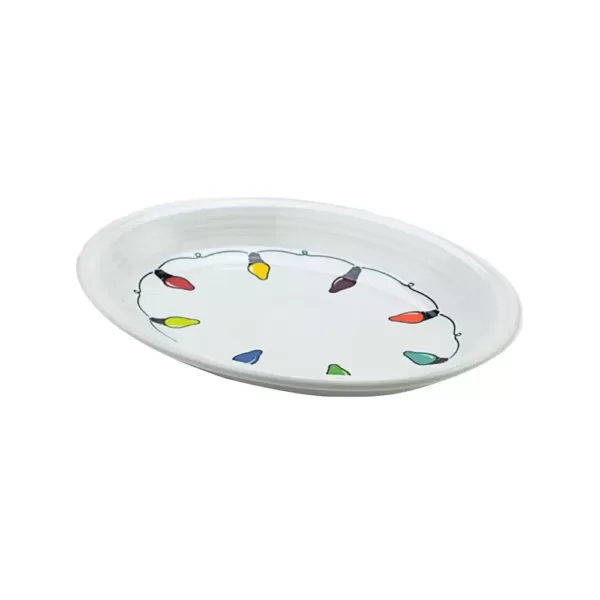 Fiesta 11 5/8" White Ceramic Fiesta Lights Medium Oval Platter