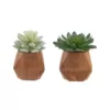 Flora Bunda 4.5 in. Set of 2 Faux Succulent in Wood Pot