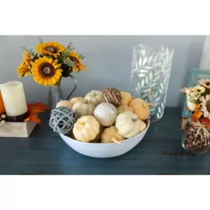 Flora Bunda 3 in. Fall Harvest Cream White Plastic Foam Pumpkin Filler in PVC Box (8-Pieces Per Box)