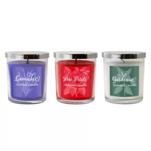 LUMABASE Floral Collection Scented Candles in 10 oz. Glass Jars (Set of 3)