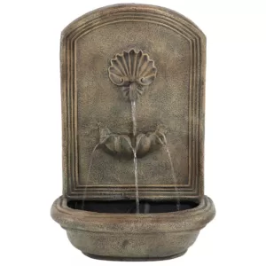 Sunnydaze Decor Seaside Resin Florentine Stone Solar Outdoor Wall Fountain