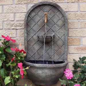 Sunnydaze Decor Messina Resin Florentine Stone Solar Outdoor Wall Fountain