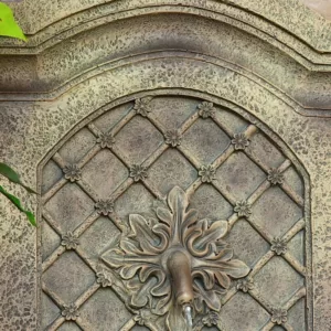 Sunnydaze Decor Rosette Resin Florentine Stone Solar Outdoor Wall Fountain