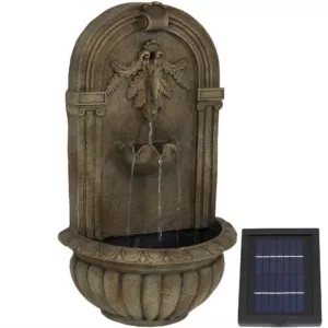 Sunnydaze Decor Florence Resin Florentine Stone Finish Solar Outdoor Wall Fountain