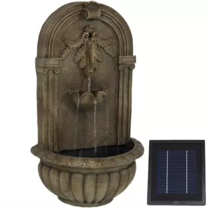 Sunnydaze Decor Florence Resin Florentine Stone Solar-On-Demand Outdoor Wall Fountain