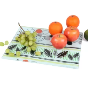 Creative Home Tempered Glass 11.75 in. x 15 in., 5 mm Thickness Cutting, Serving Board with Flower Pattern,