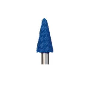 Foredom 9/16 in. x1 in. Taper Shape Blue fine grit Tungsten Carbide Wood Carving bur with 1/4 in. Dia Shank