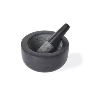 Fox Run 7 in. Dia Black Granite Mortar and Pest