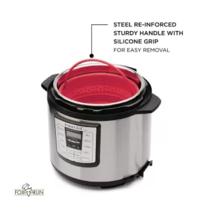 Fox Run 6 Qt. Red Collapsible Silicone Steamer Insert for Instant Pot