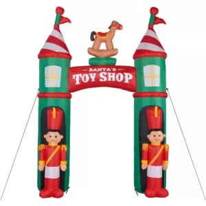 Fraser Hill Farm 10 ft. Santa's Toy Shop Archway Inflatable with Lights