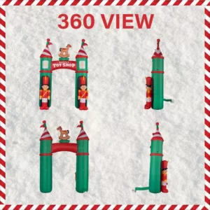 Fraser Hill Farm 10 ft. Santa's Toy Shop Archway Inflatable with Lights