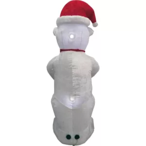 Fraser Hill Farm 8 ft. Pre-Lit Plush Polar Bear Christmas Inflatable