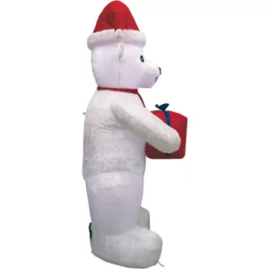 Fraser Hill Farm 8 ft. Pre-Lit Plush Polar Bear Christmas Inflatable