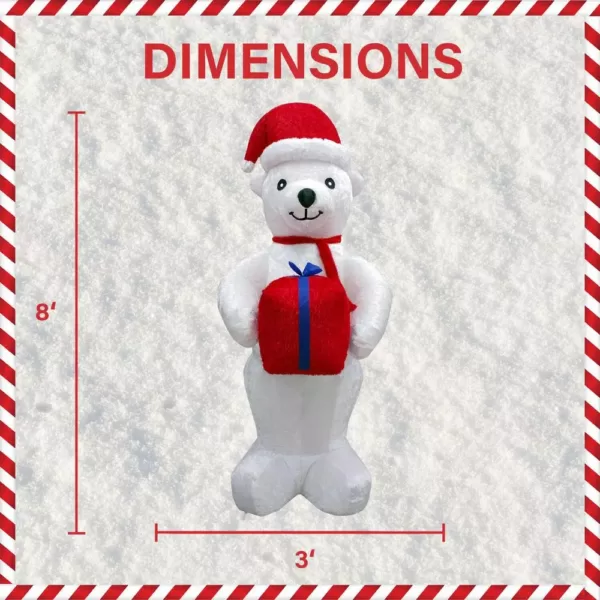 Fraser Hill Farm 8 ft. Pre-Lit Plush Polar Bear Christmas Inflatable